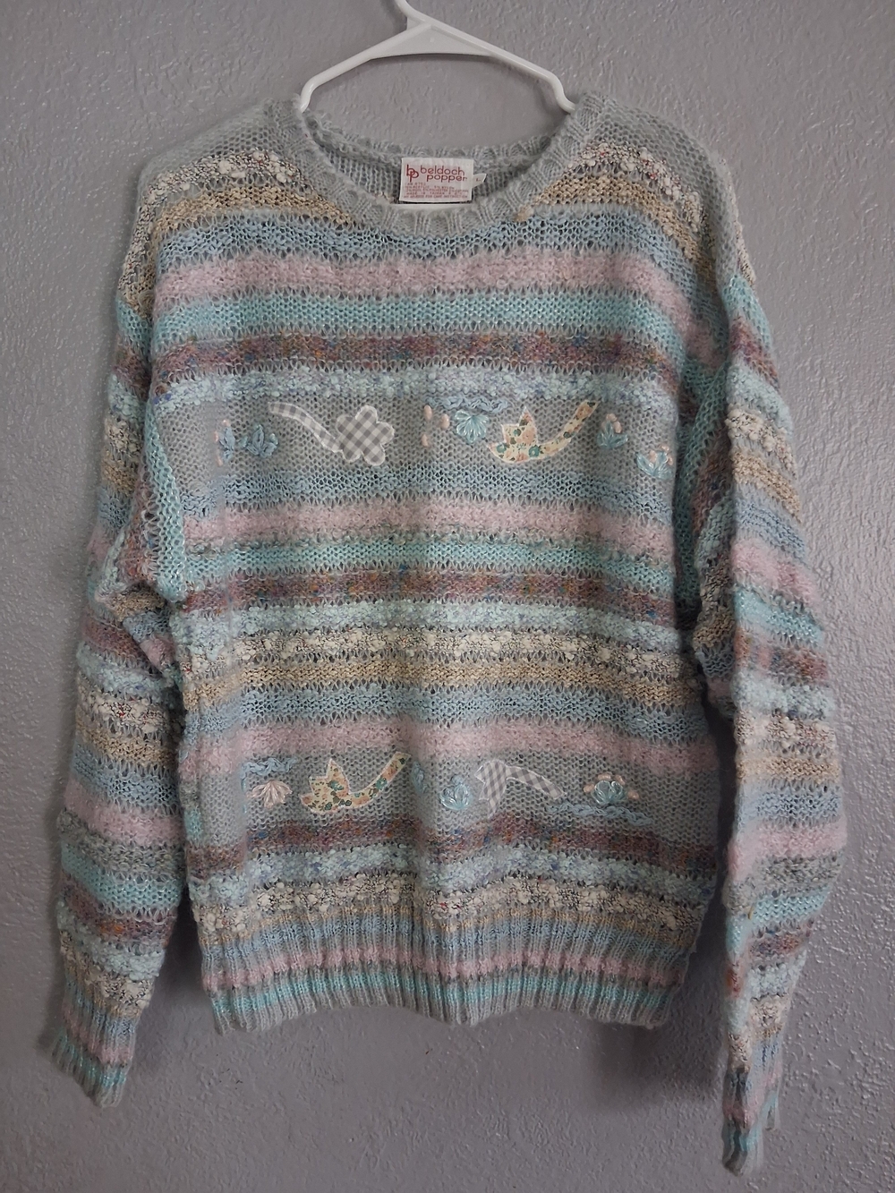 Beldoch Popper 90's Vintage Striped Wool Blend Sweater L